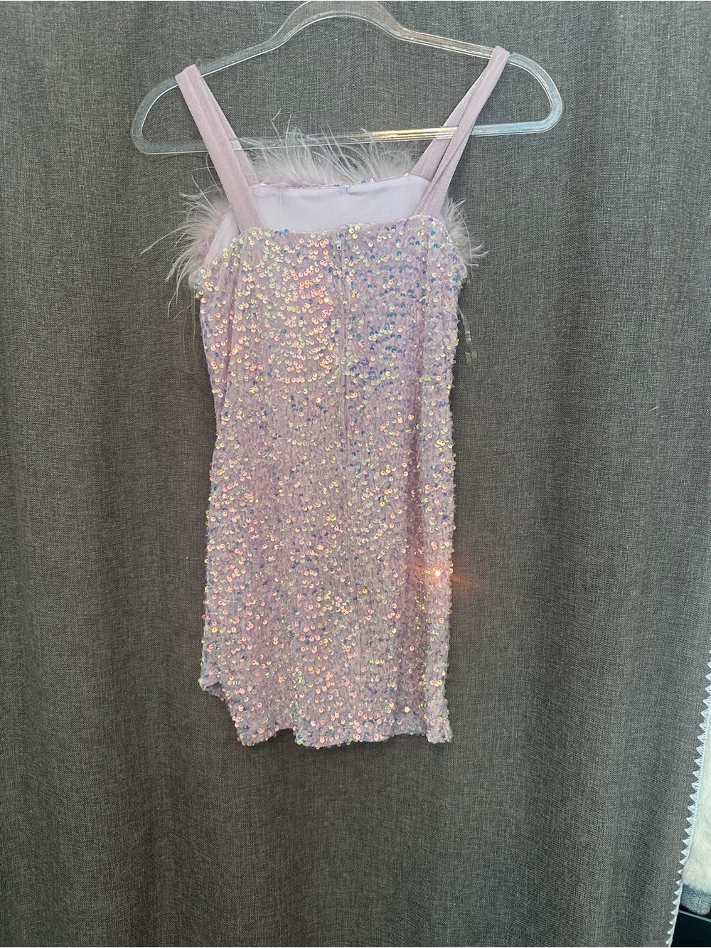 Sparkle Lilac Sequin Dress with Feather Trim - Kids